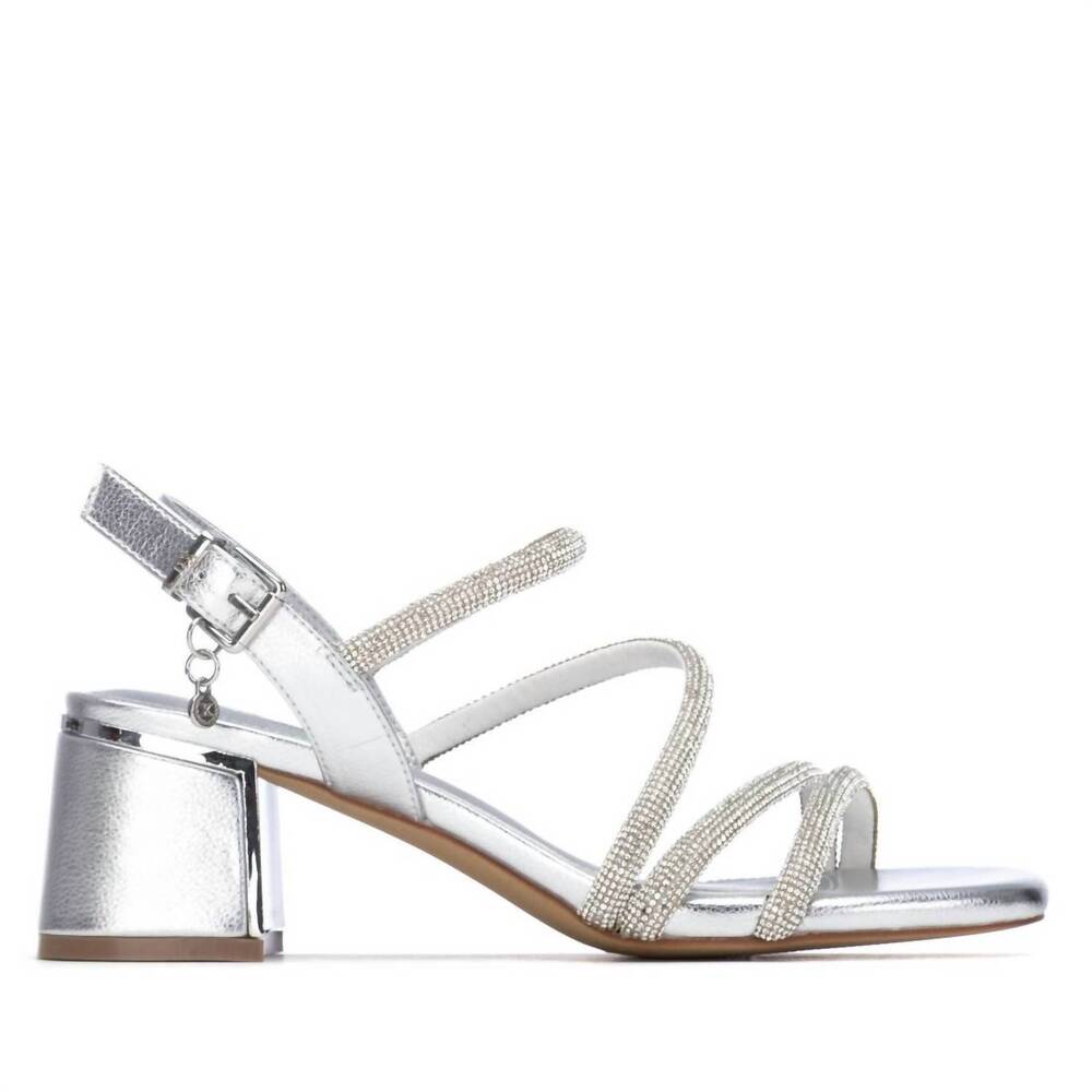 NEW XTI women's faux leather open toe sandals in silver